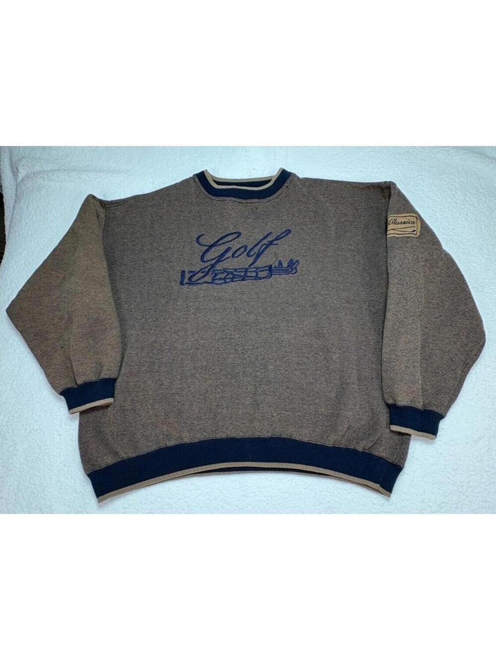 Vintage LEE Sport Golf Links Classics Sweatshirt Men's XL Brown Knit Sweater